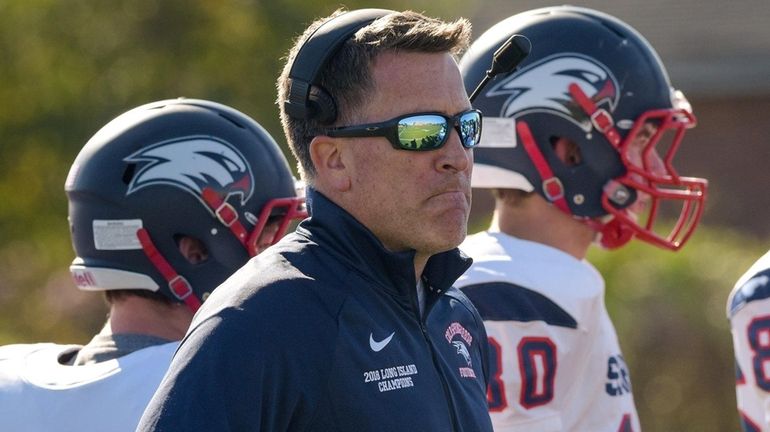 Cold Spring Harbor head football coach Jon Mendreski during the 2019...