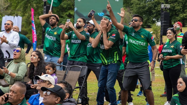Fans of Pakistan's cricket team Sunday watch the country's World...