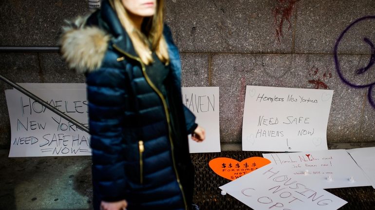 A memorial for a homeless man in Manhattan slain by...