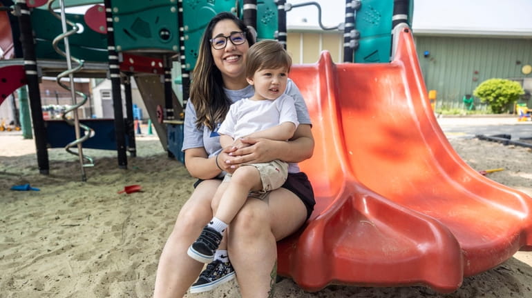 Kimberly Canas is seen with her 2-year-old son, Luke, at...