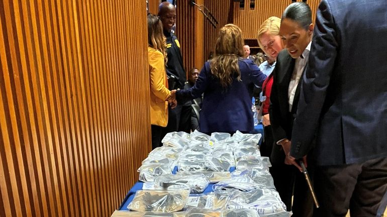 NYPD First Deputy Commissioner Tania Kinsella on Wednesday inspects some...