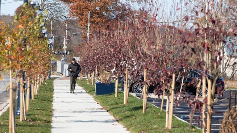 The renovated Firemen's Field parking lot in downtown Oyster Bay...