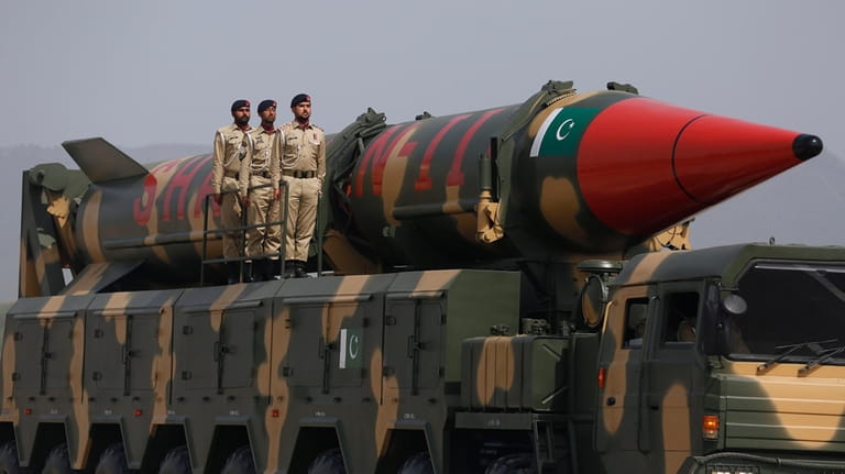 A Pakistani-made Shaheen-III missile, that is capable of carrying nuclear...