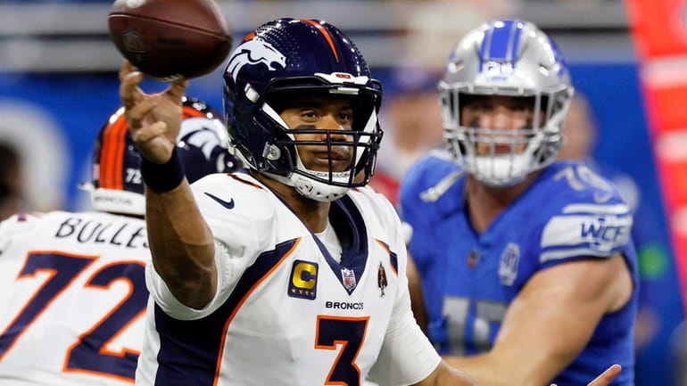 Denver Broncos quarterback Russell Wilson (3) throws during the first...
