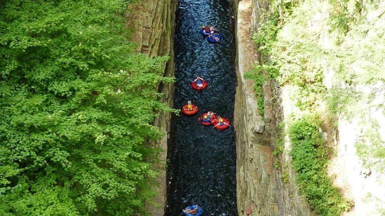 River tubing at Ausable Chasm in the Adirondacks. 