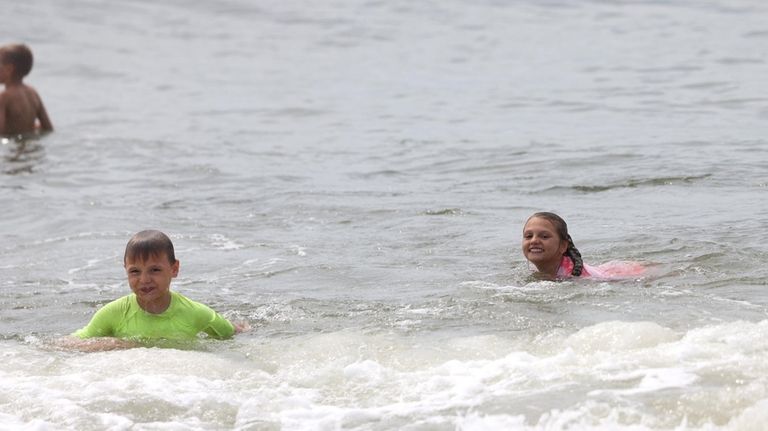 Siblings Andrew, 8, and his Alissa Yonker, 10, of Mount Sinai,...