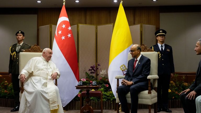 Pope Francis meets with the President of the Singapore Republic...