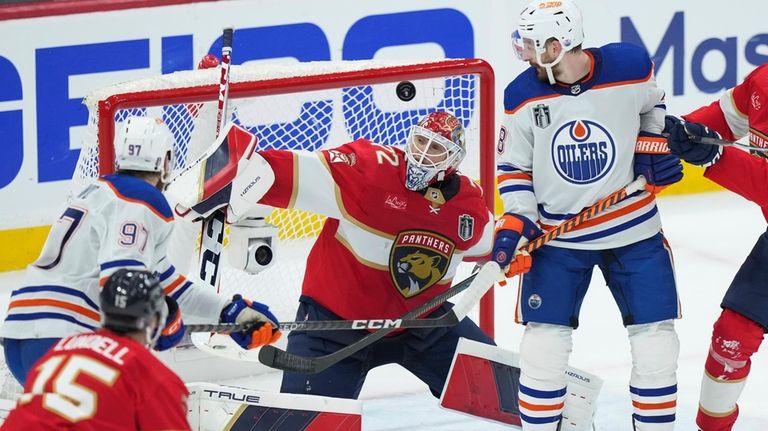 Florida Panthers goaltender Sergei Bobrovsky (72) makes a save as...