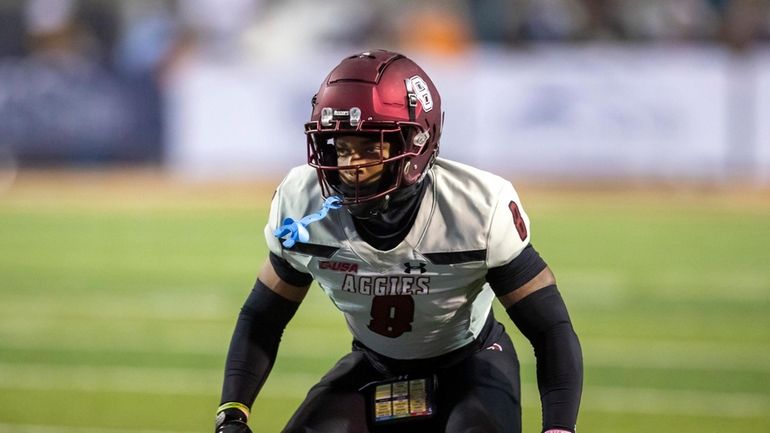 Then-New Mexico State cornerback Andre Seldon Jr. defends during an...