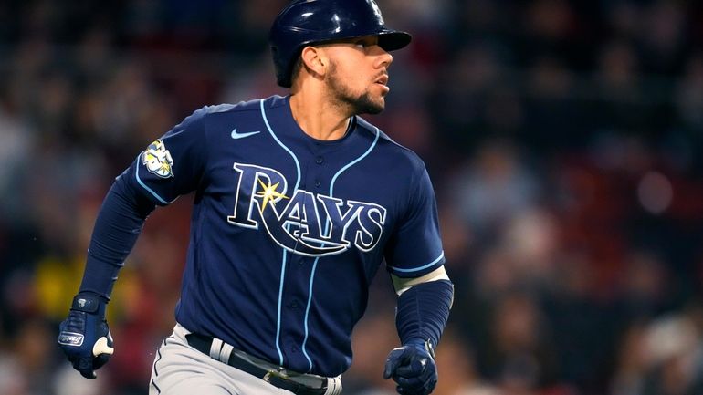 Tampa Bay Rays' Rene Pinto watches his two-run home run...