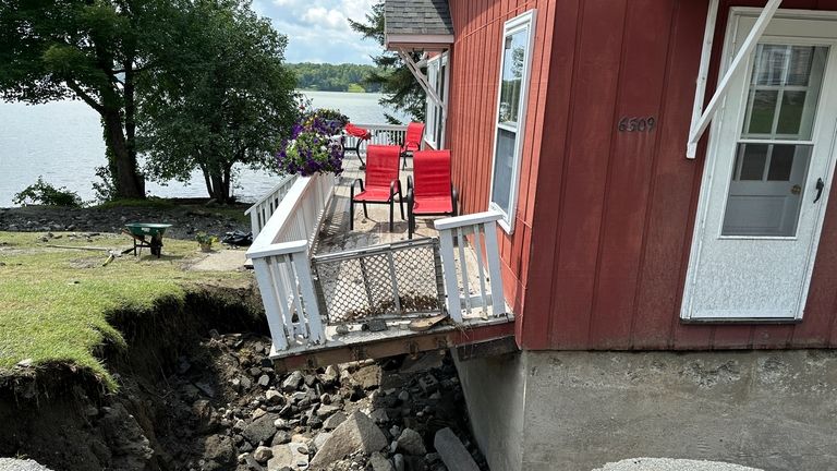 A flood-damaged house is shown Thursday, Aug. 1, 2024, on...