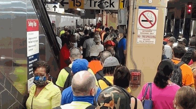 Commuters at Penn Station on Wednesday afternoon.