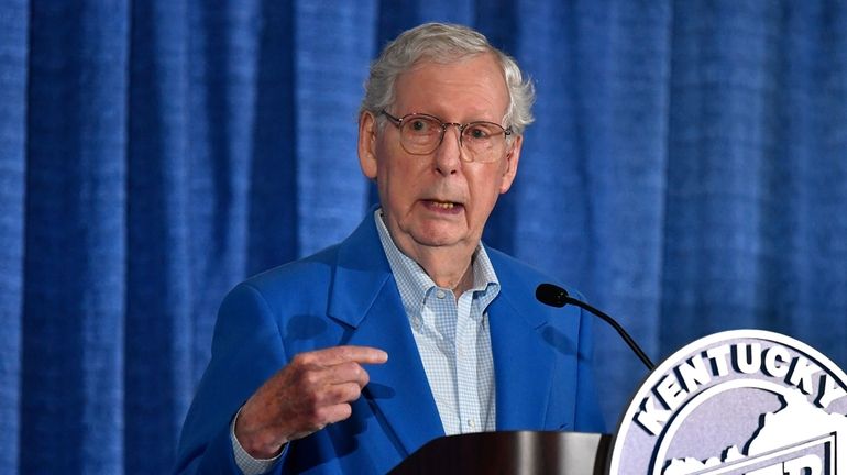 Senate Minority Leader Mitch McConnell, R-Ky., speaks to the audience...