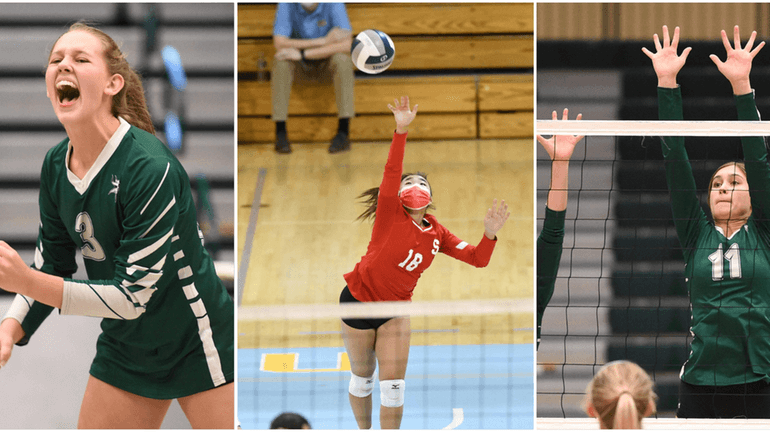 From left, Seaford's Carey-Jean Block, Syosset's Kelsey Jung and Seaford's Sarah...