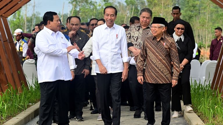 In this photo released by Indonesian Presidential Palace, Indonesian President...