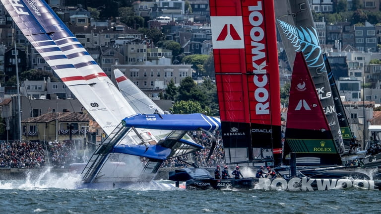 In this photo provided by SailGP, France SailGP Team helmed...