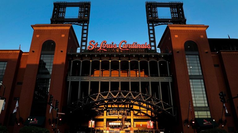 Busch Stadium, home of the St. Louis Cardinals, remains quiet...