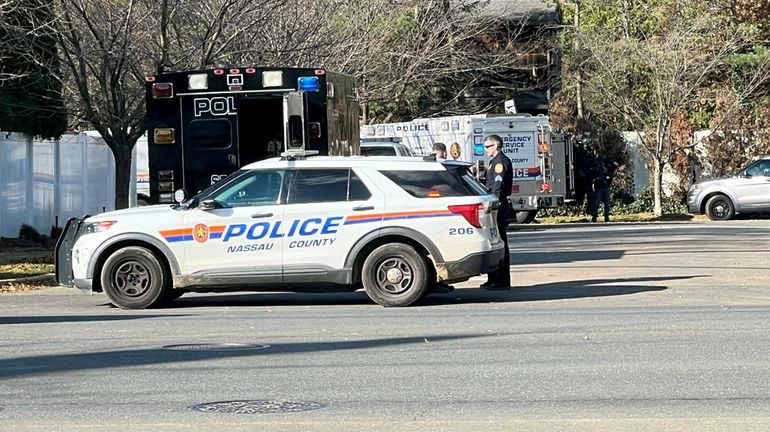 Nassau police at the scene Tuesday on Roseanne Drive in...