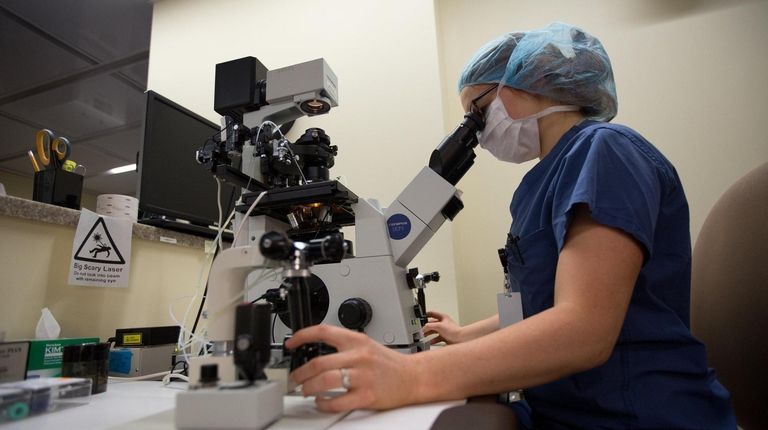 Kerriann Papszycki works in the embryology lab at RMA Long...