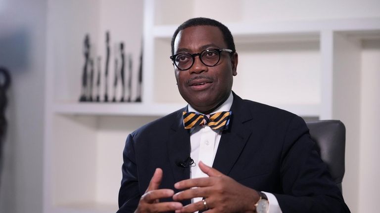 Akinwumi Adesina, President African development bank, speaks during an interview...