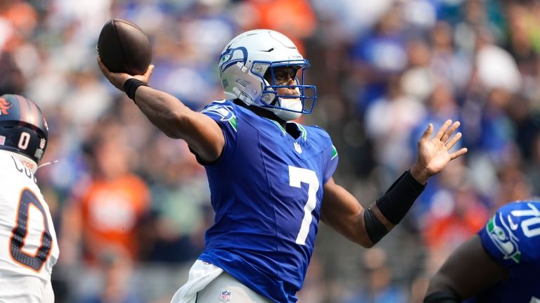 Seattle Seahawks quarterback Geno Smith (7) prepares to throw during...