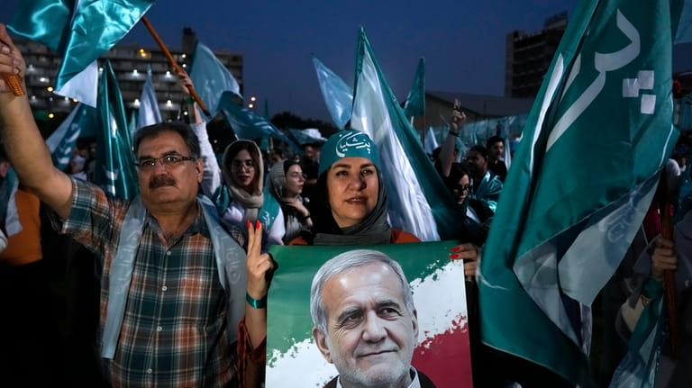 Supporters of reformist candidate for the Iran's presidential election Masoud...