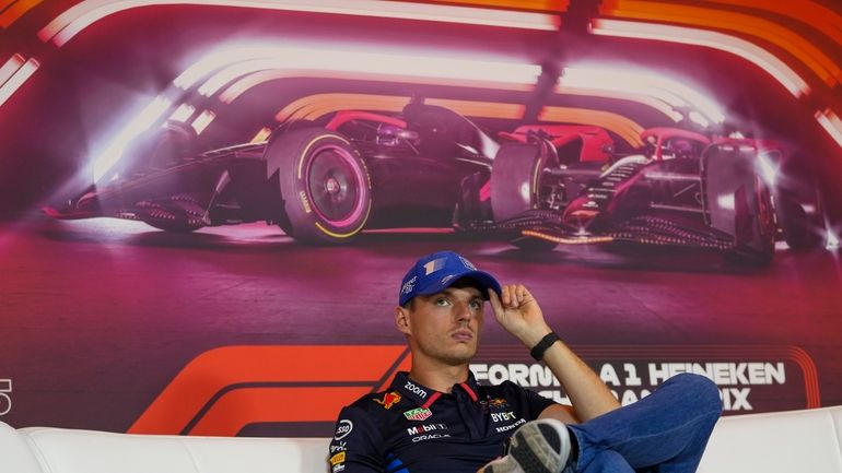 Red Bull driver Max Verstappen of the Netherlands arrives for...