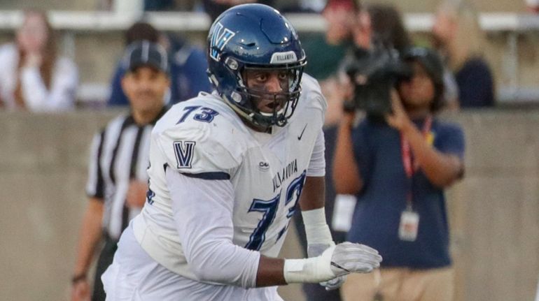 Villanova offensive lineman Ethan Greenidge ,a Riverhead High School graduate,...