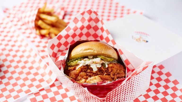 The Nashville hot fried chicken sandwich with spicy glaze, pickles,...