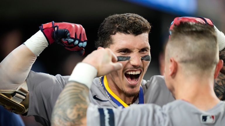 Boston Red Sox's Jarren Duran celebrates his home run in...