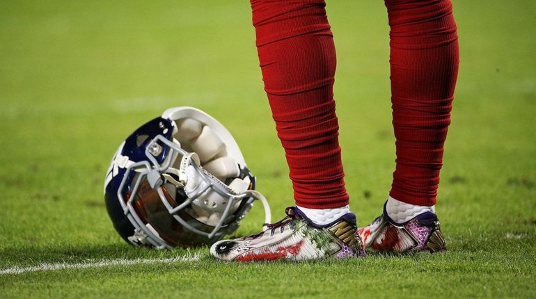 A detailed view of the cleats worn by Odell Beckham...