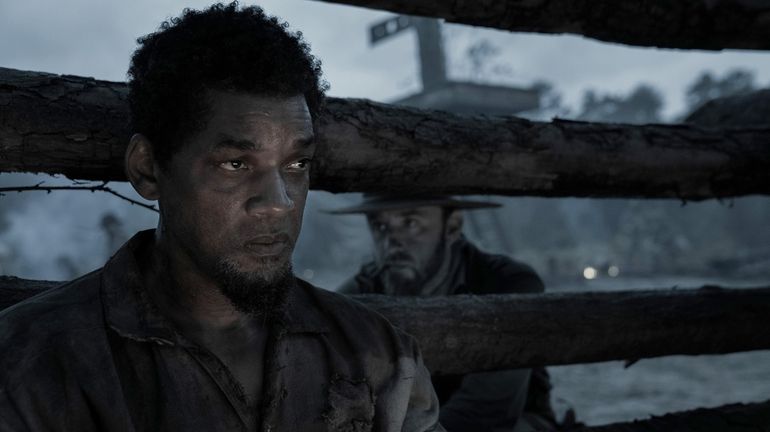 Will Smith, left, and Ben Foster in "Emancipation." 