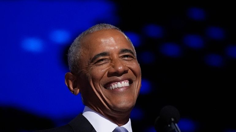 Former President Barack Obama speaks during the Democratic National Convention...