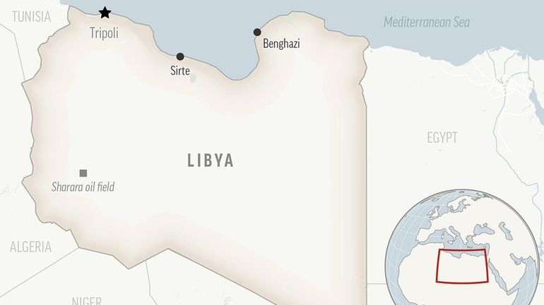 A view of a locator map for Libya with its...