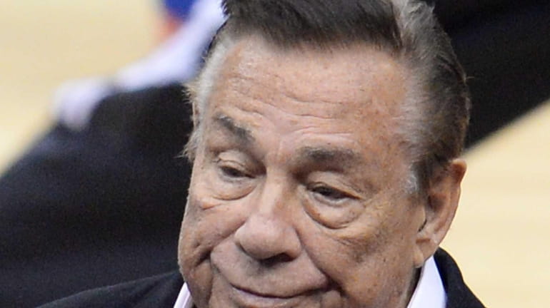 Los Angeles Clippers owner Donald Sterling attends the playoff game...