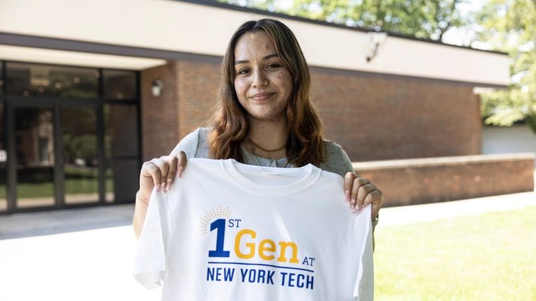 Lindsey Duarte, a first-generation college student, attends orientation day at NYIT in Old...