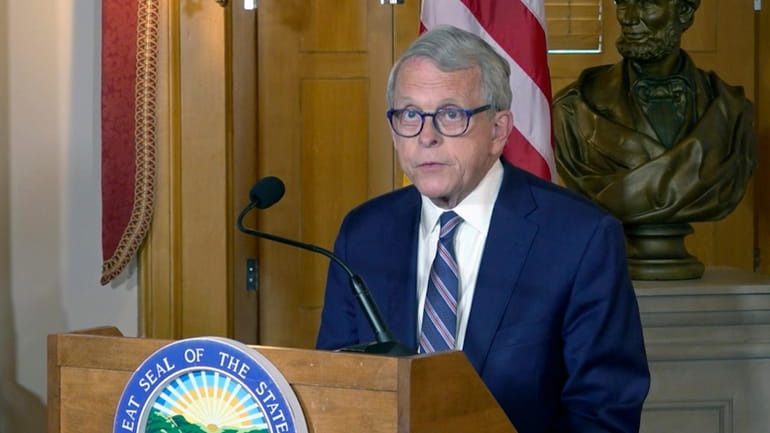 Ohio Gov. Mike DeWine speaks, Thursday, May 23, 2024 in...