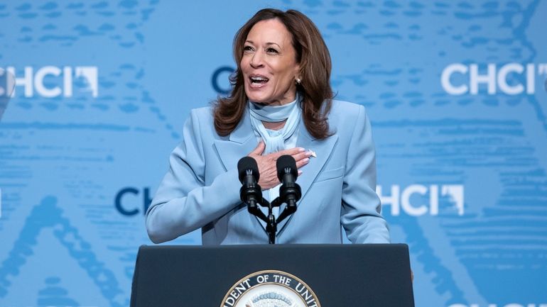 Democratic presidential nominee Vice President Kamala Harris speaks at Congressional...