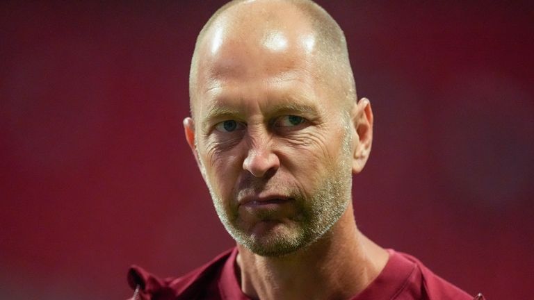 Coach Gregg Berhalter of the United States looks on prior...