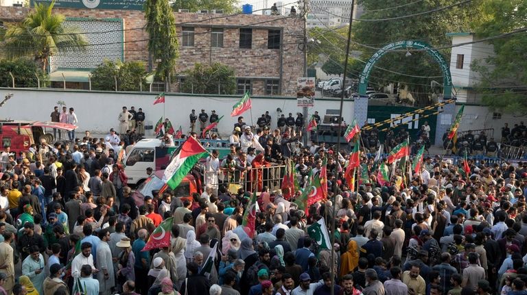 Supporters of Pakistan's Former Prime Minister Imran Khan's party 'Pakistan...