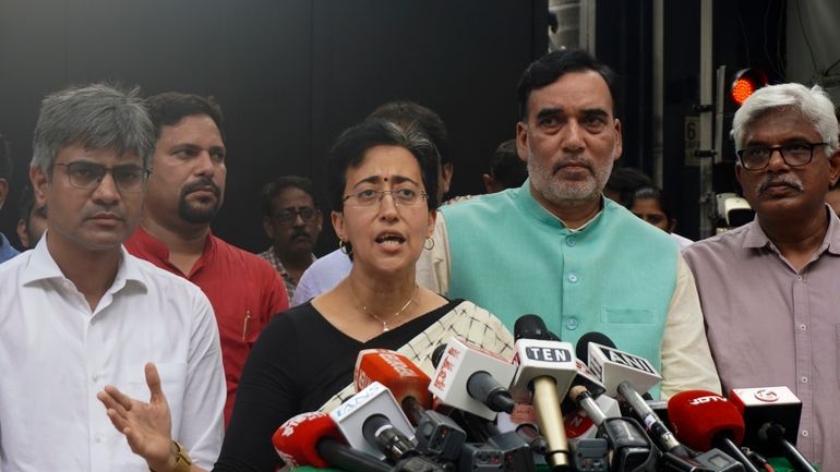 Aam Aadmi Party's newly elected Delhi Chief Minister, Atishi, speaks...