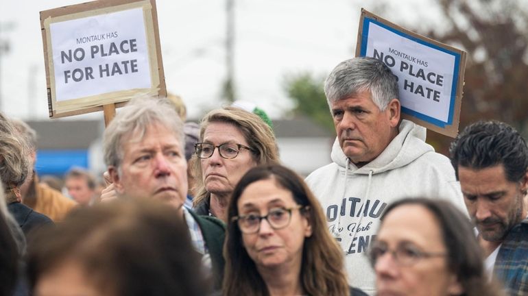 Long Islanders rally against antisemitism in Montauk in October after hateful graffiti...