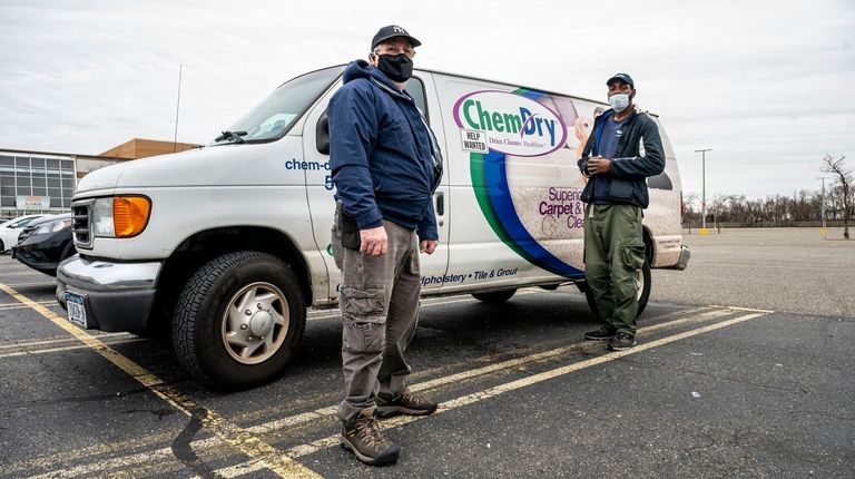 Chem-Dry owner Paul McCormack with his lead technician, Shaquille Williams. McCormack was...