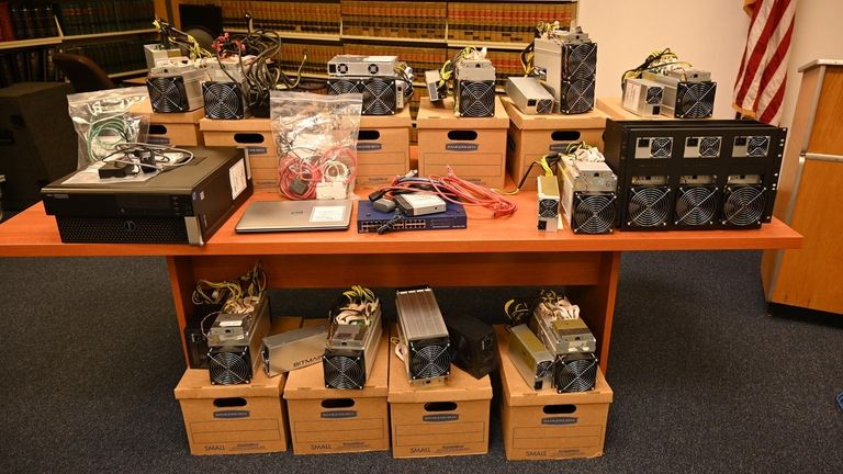 Equipment used in the illegal bitcoin mining operation that Suffolk...