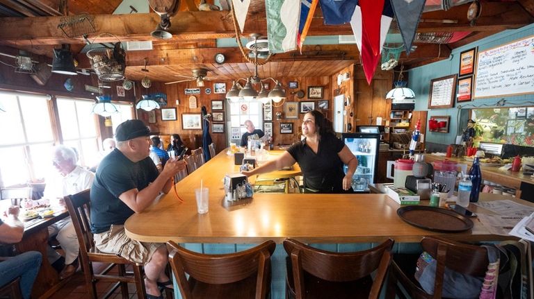 The bar area at the Chowder Bar in Bay Shore.