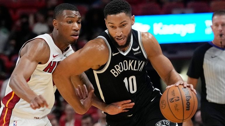 Brooklyn Nets guard Ben Simmons against the Miami Heat in...