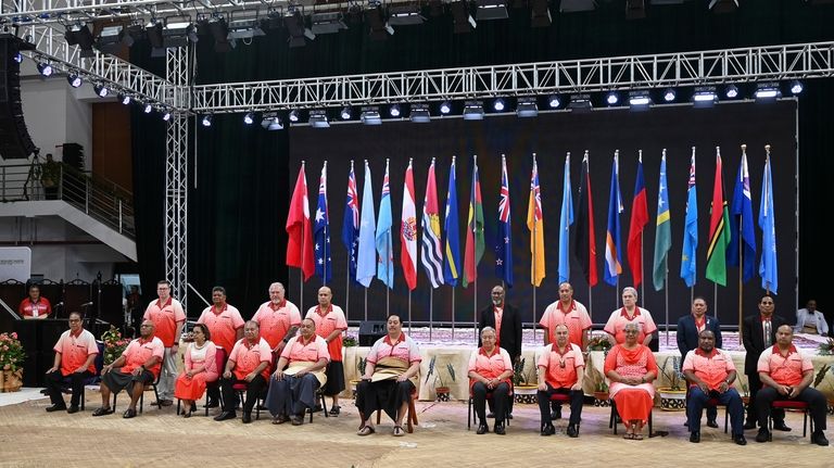 Leaders pose for a photo at the Pacific Islands Forum...