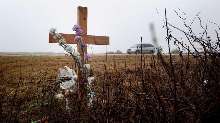 A memorial for a victim in the Gilgo Beach murders...