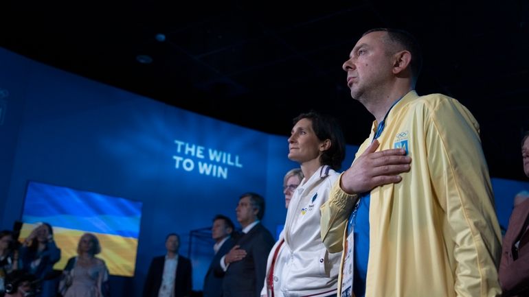 Vadym Guttsait, Ukrainian Olympic Head, and French Minister of Sport,...