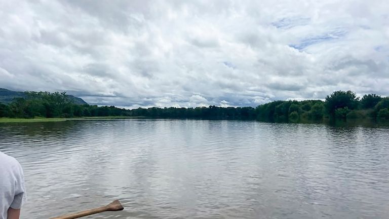 This photo provided by Matthew Linehan shows a flooded potato...